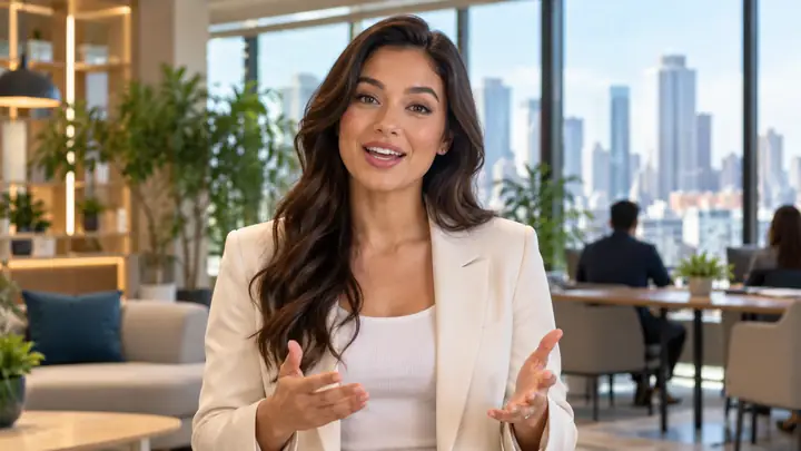 A friendly presenter speaking in a contemporary office, shown as a clean widescreen video preview.