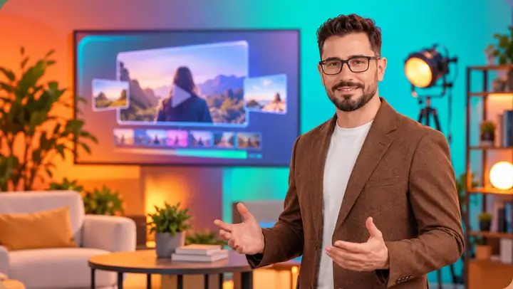 A modern talk-show-inspired video template.
